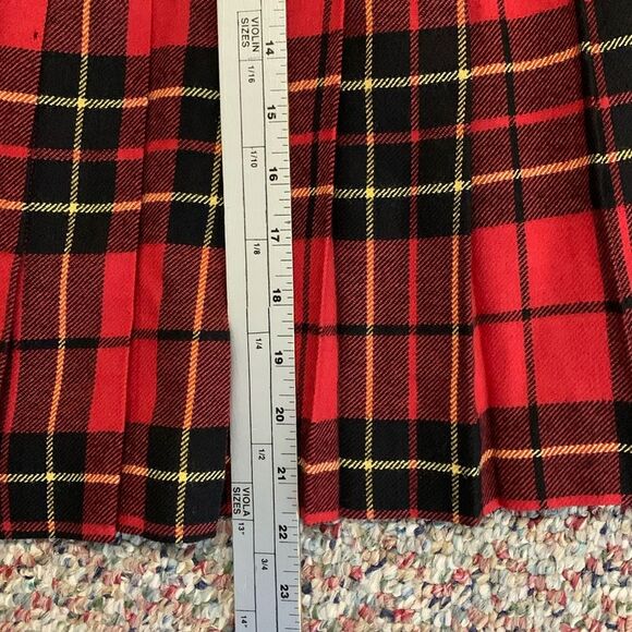 Vintage 80s KGR Petite Red Tartan Plaid Wool Pleated School Girl Skirt Size 8P - Picture 6 of 11